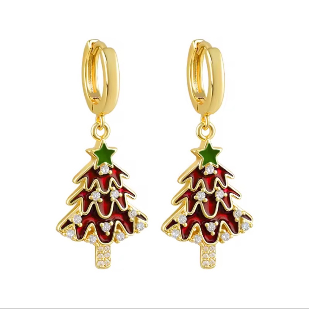 Anthropologie Sterling Silver 925 Gold plated 
Festive Tree Earrings - Picture 3 of 7